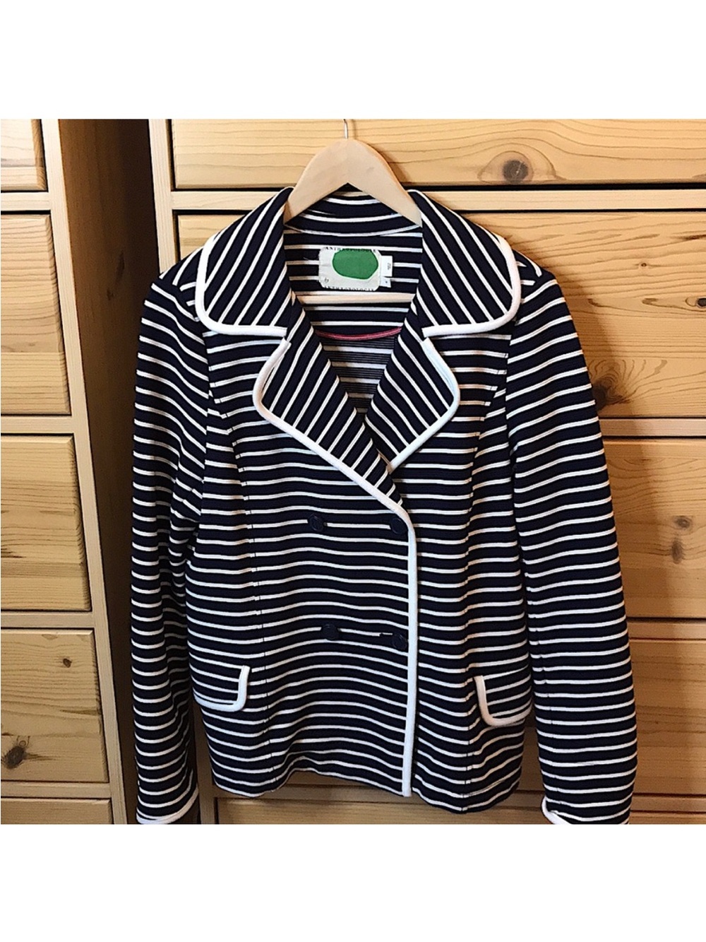 Anthropologie Blue And White Striped Blazer Jacket Size Medium